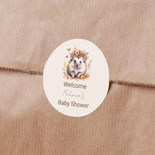 Schattigee egel Herfst Woodland Welkom Ronde Sticker