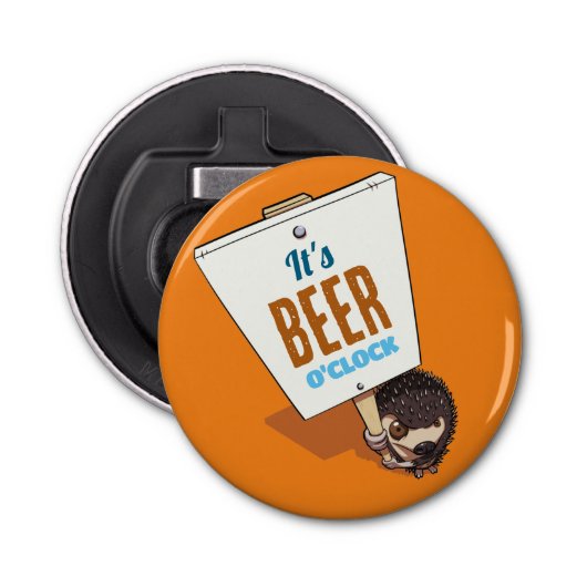 Schattigee egel Het is Beer O'Clock Funny Cartoon Button Flesopener (Voorkant)