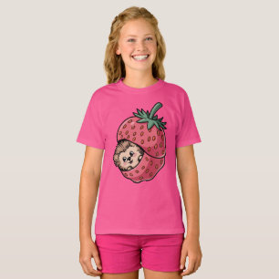 Schattigee egel in een aardbei t-shirt
