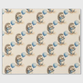 Schattigee egel jongen verjaardag cadeaupapier (Vlak)