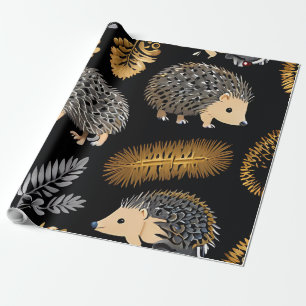 Schattigee egel Kleurrijke wikkelpapier Egel Cadeaupapier