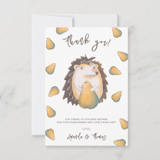 Schattigee egel met peren - dank u bedankkaart (Voorkant)