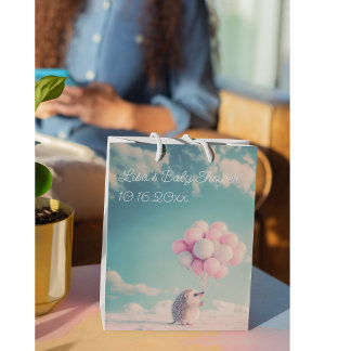 Schattigee egel met verjaardagsballonnen, aanpasba medium cadeauzakje