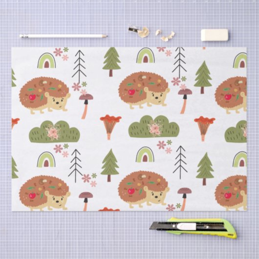 Schattigee egel Natuur bloemenregenboogpatroon Tissuepapier (Craft)