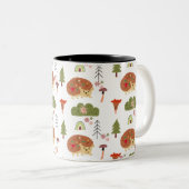 Schattigee egel Natuur bloemenregenboogpatroon Tweekleurige Koffiemok (Voorkant rechts)