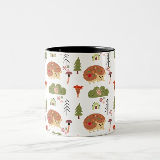 Schattigee egel Natuur bloemenregenboogpatroon Tweekleurige Koffiemok (Center)