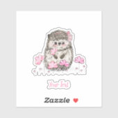 Schattigee egel roze bloemen tekst sticker (Vel)