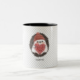 Schattigee egel roze hart naam tweekleurige koffiemok