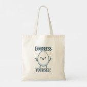 Schattigee "Eggpress Yourself" Funny Pun Canvas ta Tote Bag (Achterkant)
