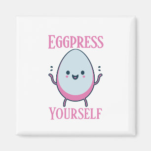 Schattigee "Eggpress Yourself" Funny Pun Magnet Magneet