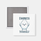 Schattigee "Eggpress Yourself" Funny Pun Magnet Magneet (Voorkant / Achterkant)