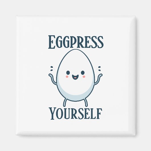 Schattigee "Eggpress Yourself" Funny Pun Magnet Magneet (Voorkant)