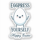 Schattigee "Eggpress Yourself" Grappig Pasen Sticker (Voorkant)