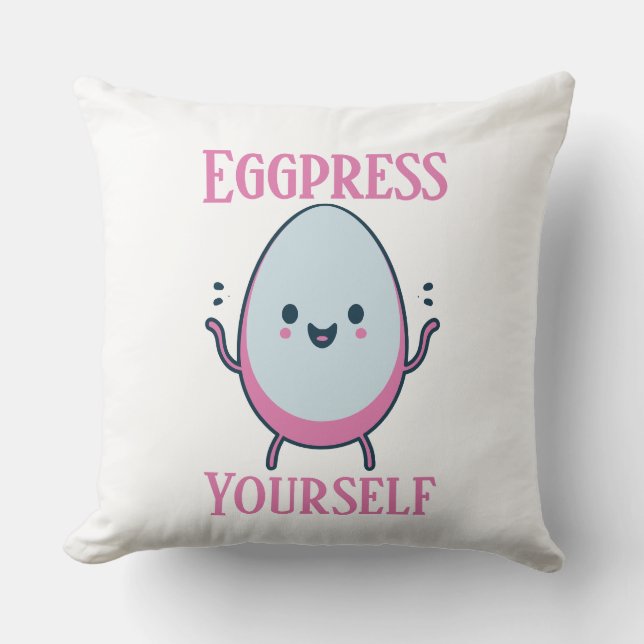Schattigee "Eggpress Yourself" Grappige woordspeli Kussen (Voorkant)