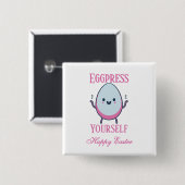 Schattigee "Eggpress Yourself" Paaswoordspeling Vierkante Button 5,1 Cm (Voorkant /achterkant)