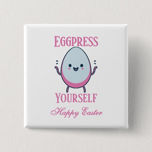 Schattigee "Eggpress Yourself" Paaswoordspeling Vierkante Button 5,1 Cm (Voorkant)