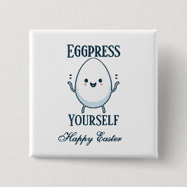 Schattigee "Eggpress Yourself" Paaswoordspeling Vierkante Button 5,1 Cm