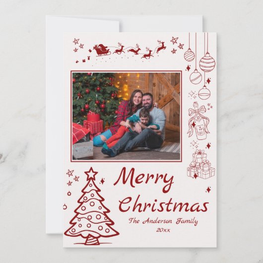 Schattigee eigenzinnige doodle kerst aangepaste 2 feestdagenkaart (Voorkant)