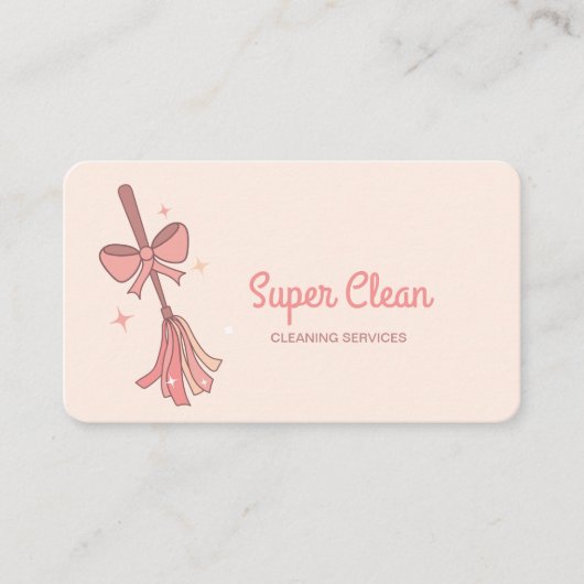 Schattigee eigenzinnige huis schoonmaken Logo Retr Visitekaartje (Voorkant)