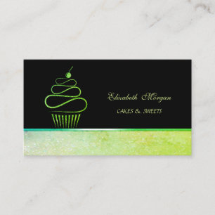 Schattigee Elegante Groene Glitter Cupcake Bakkeri Visitekaartje
