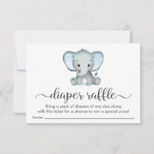 Schattigee Elephant Blue Luier Raffle Baby shower  Kaart