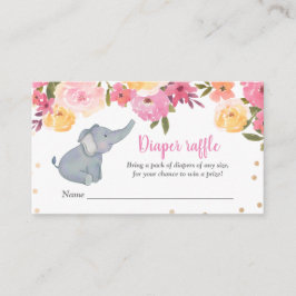 Schattigee Elephant Floral Baby shower Luier Raffl Informatiekaartje