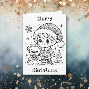 Schattigee Elf en Teddybeer kleuren mij Kaart