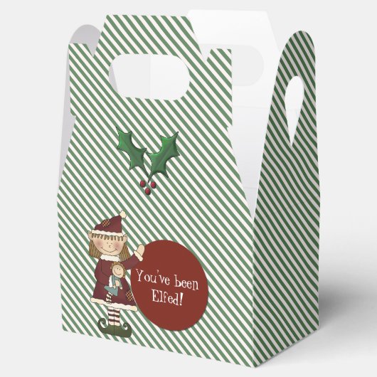 Schattigee Elf Gestreepte Kerstcadeaudoos Bedankdoosjes (Geopend)