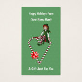 Schattigee Elf Hart Kerstvakantie Gift Kaart Label (Voorkant)