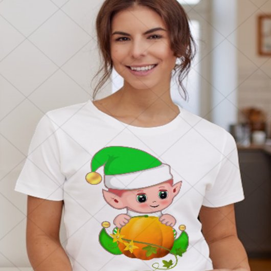 Schattigee Elf & Pumpkin Herfst Seizoen T-shirt