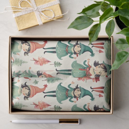 Schattigee Elfen Kerst Seizoen Tissuepapier (Geschenk)