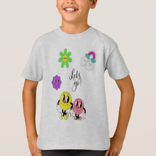 Schattigee Emoji Kinder T-shirt – Roze & Blauwe Vr
