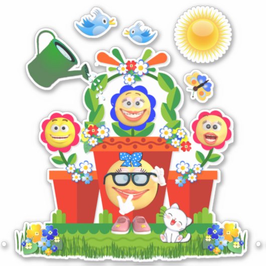 Schattigee Emoji-tekens Contour Sticker (Voorkant)