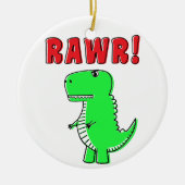 Schattigee en boze groene Cartoon T-Rex dinosaurus Keramisch Ornament (Voorkant)
