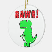 Schattigee en boze groene Cartoon T-Rex dinosaurus Keramisch Ornament (Links)