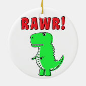 Schattigee en boze groene Cartoon T-Rex dinosaurus Keramisch Ornament (Achterkant)