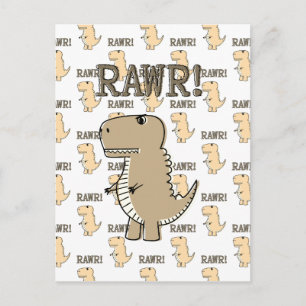 Schattigee en boze T-Rex  printstijl Briefkaart