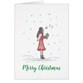 Schattigee en eenvoudige Caroler Christmas Kaart