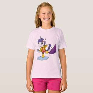 Schattigee en eenvoudige roze bloemeneenhoorn in r t-shirt
