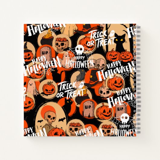 Schattigee en enge Halloween Spooky vibes Notitieboek (Achterkant)