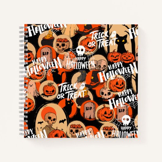 Schattigee en enge Halloween Spooky vibes Notitieboek (Voorkant)