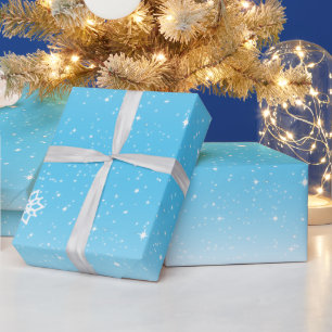 Schattigee en feestelijke sneeuwvlok Gradient Blau Cadeaupapier