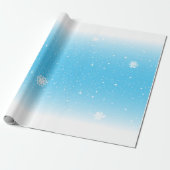 Schattigee en feestelijke sneeuwvlok Gradient Blau Cadeaupapier (Uitgerold)