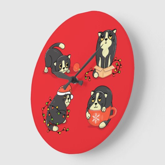 Schattigee en Funny Christmas Cats Grote Klok (Hoek)