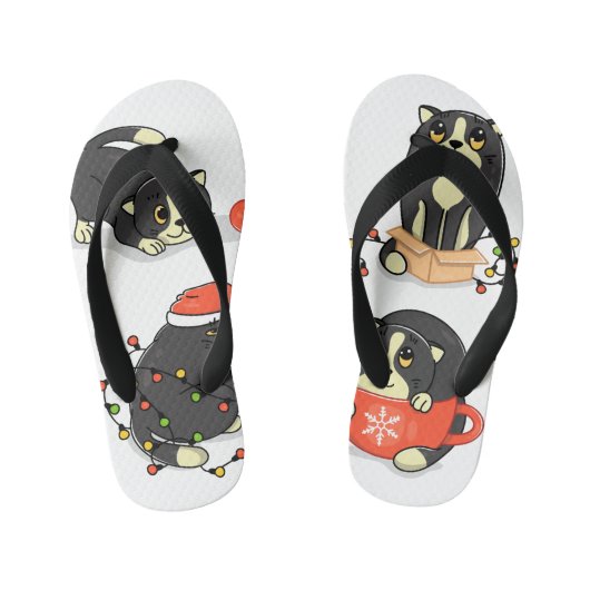 Schattigee en Funny Christmas Cats Kinder Teenslippers (Voetbed)