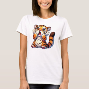 Schattigee en geschokte kleine tijger t-shirt