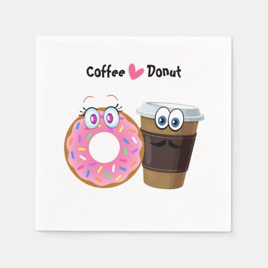 Schattigee en grappige koffie houdt van donut papi servet (Voorkant)