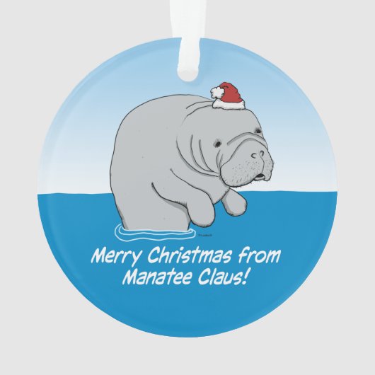 Schattigee en grappige Manatee Claus Ornament (achterkant)