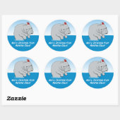 Schattigee en grappige Manatee Claus Ronde Sticker (Vel)
