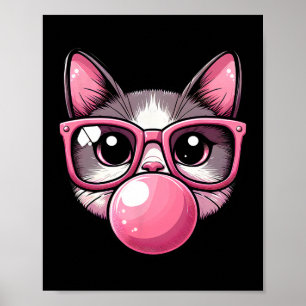 Schattigee en grappige poes roze zonneschermen en poster